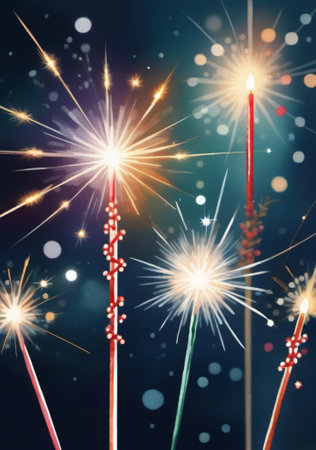 Fireworks With Sparkles On A Dark Background. Generative AIの素材