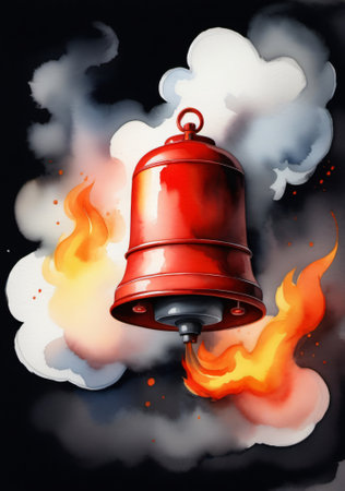 A Red Bell With A Flame Coming Out Of It. Generative AIの素材