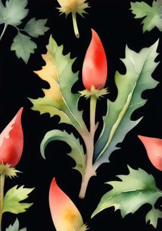 A Painting Of A Bunch Of Flowers On A Black Background. Generative AIの素材
