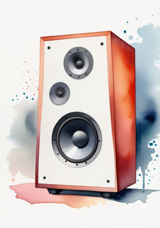 A Painting Of A Speaker With A Watercolor Splash. Generative AIの素材