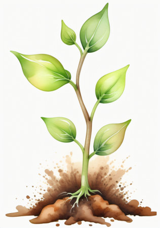A Plant With Green Leaves Growing Out Of The Ground. Generative AIの素材