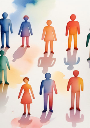 A Group Of People Standing In A Circle. Generative AIの素材