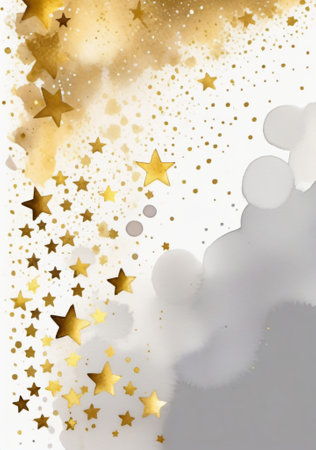 A White And Gold Background With Stars. Generative AIの素材