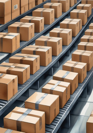 A Large Warehouse Filled With Boxes. Generative AIの素材