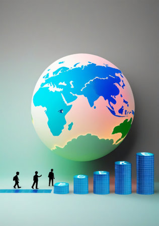 Global business concept with people silhouettes and world map. 3D renderingの素材