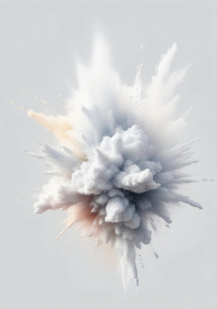 Explosion of smoke on a white background. 3D illustration.の素材