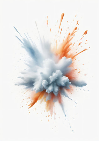 Explosion of colored smoke on a white background. Illustration.の素材