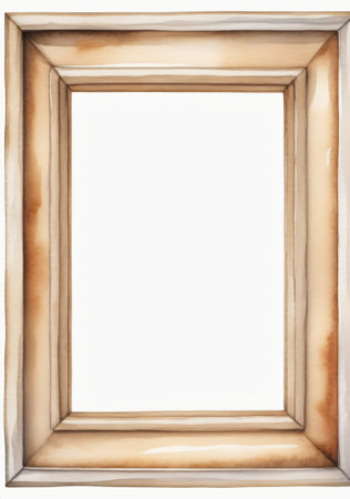 Wooden picture frame isolated on white background, clipping path included.の素材