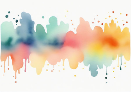 Abstract colorful water color art hand paint on white background, Creative Design Templatesの素材