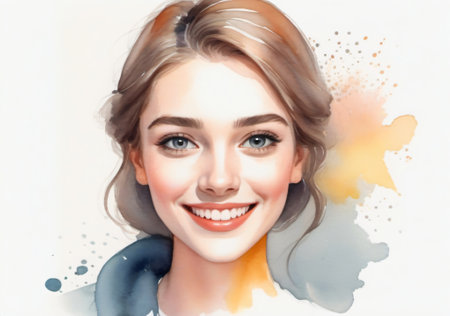 Close-up portrait of beautiful young woman with professional make-upの素材