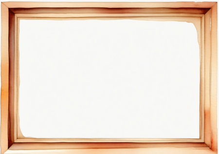 Wooden frame on white background with space for your text or imageの素材