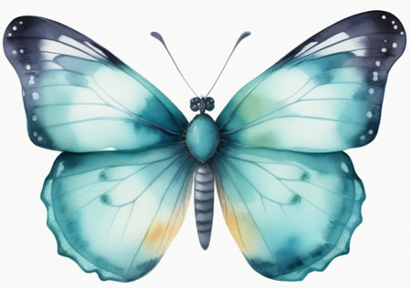 Watercolor butterfly isolated on white background. Hand-drawn illustration.の素材
