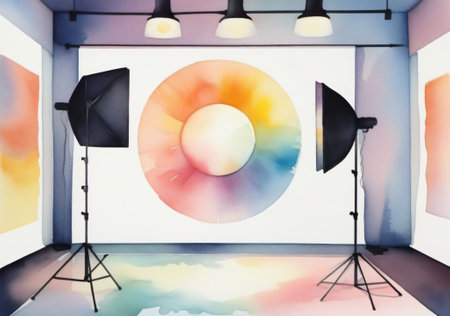 Empty photo studio with professional equipment. Mock up, 3D Renderingの素材