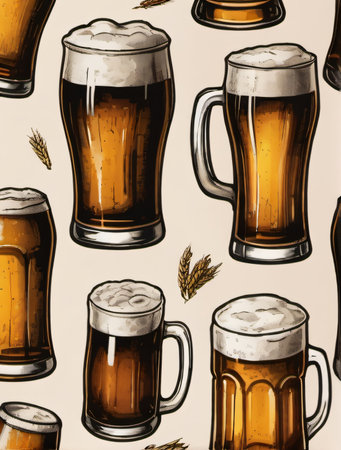 Photo Of Beer Sketch Set. Generative AIの素材