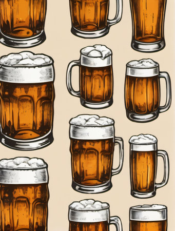 Photo Of Hand Drawn Beer Alcoholic Drink. Generative AIの素材