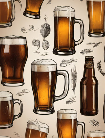 Photo Of Beer Sketch Set. Generative AIの素材