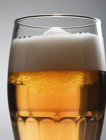 Photo Of White Background Glass Of Beer. Generative AIの素材
