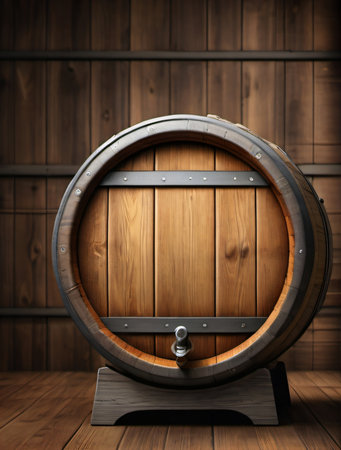 Photo Of 3D Beer Barrel Wooden Texture Background. Generative AIの素材