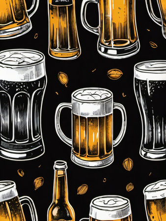 Photo Of Hand Drawn Beer Alcoholic Drink. Generative AIの素材