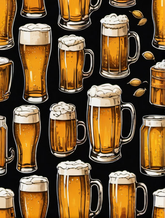 Photo Of Beer Sketch Set. Generative AIの素材