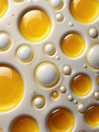 Photo Of Yellow Horizontal Beer Foam Background Illustration, Beer Foam Background With Realistic Bubbles Menu Design, Banners And Flyers. Generative AIの素材