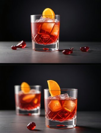 Photo Of Set Of Negroni Cocktails Isolated On White Background. Generative AIの素材