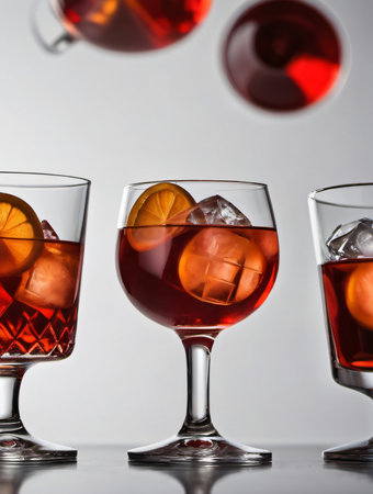 Photo Of Set Of Negroni Cocktails Isolated On White Background. Generative AIの素材