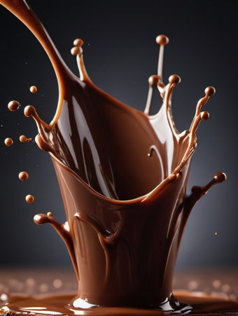 chocolate splash closeup on black background, shallow depth of fieldの素材