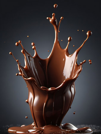 Chocolate splash on black background. 3d rendering, 3d illustration.の素材