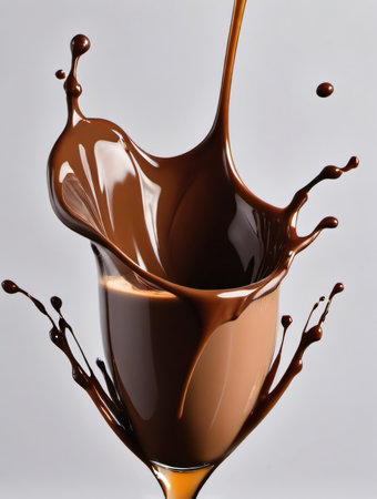 chocolate splash isolated on white background. close up of chocolate splashの素材