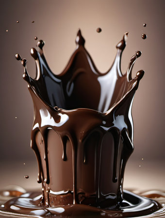 chocolate splash close up on brown background with some smooth lines on itの素材