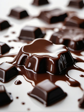 close up of a chocolate pudding on white background, shallow dofの素材