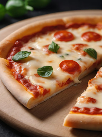 Photo Of Italian Pizza, A Piece Of Cheese Pizza With Stretchy Cheese, Isolated On A White Background. Generative AIの素材