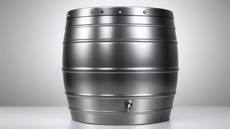 Metal Beer Keg Isolated On White. Generative AIの素材