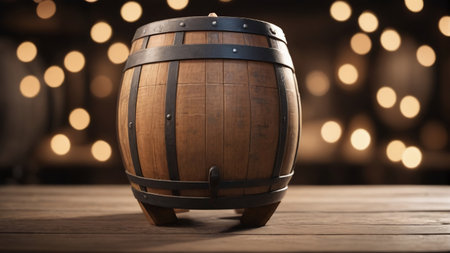 Beer Barrel With Bokeh Lighting Effect. Generative AIの素材