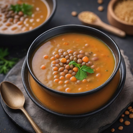 Photo Of Lentil Soup Background/Banner. Generative AIの素材