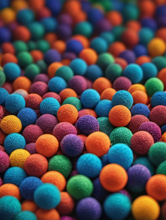 Abstract Multicolored Background With Thousands Of Small Balls. Generative AIの素材