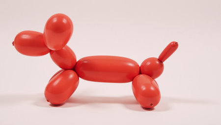 Red balloon animal on transparent background cutoutの素材