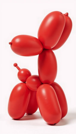 Red balloon animal on transparent background cutoutの素材