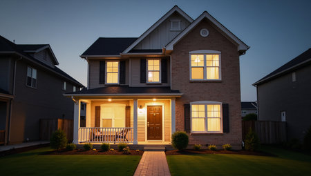 Mortgage rate decline visualized as house symbol decreaseの素材