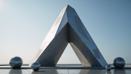 A fusion image combining futuristic geometric elements with vivid colors Short Futuristic-Geo Fusion Photoの素材