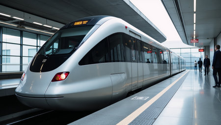 Futuristic train at modern transit station Architecture Transportation High-techの素材