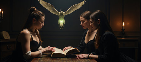 Vintage Witch Summoning Winged Creatureの素材