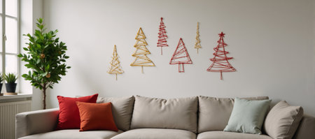 One-line sketch of Christmas trees with editable strokesの素材