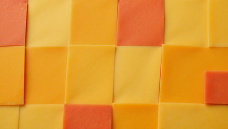 Cheddar Checkers Contrasting colored chessboard made from cheddar cheese slicesの素材