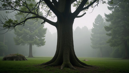 Enchanted woodland with misty ambianceの素材