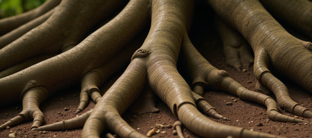 Technology-inspired rendering of a Tree of Life featuring intricate rootsの素材