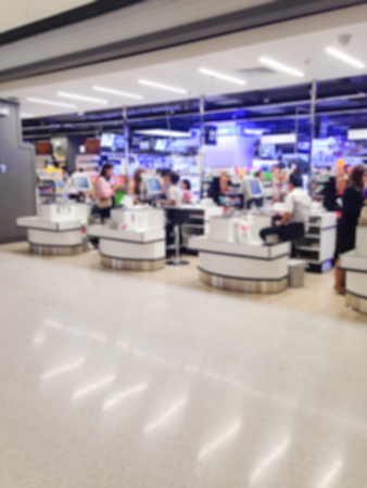 Blur cashier counter in the supermarketの写真素材
