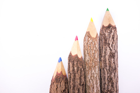 colored pencils wooden isolatedの写真素材
