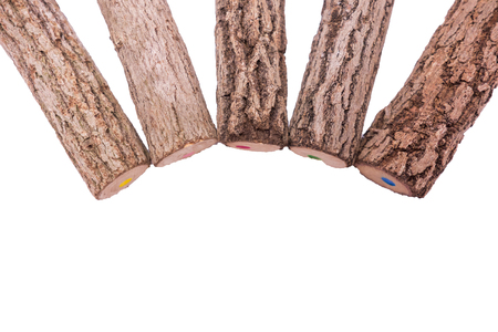 colored pencils wooden isolatedの写真素材